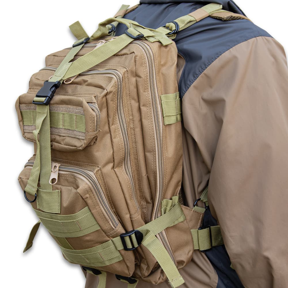 Full image of a person wearing the Tactical Assault Backpack. image number 1